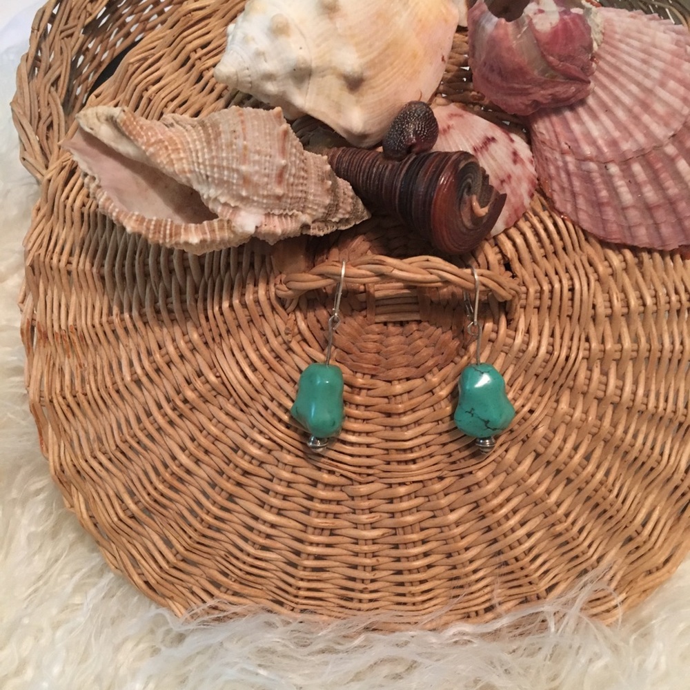 Handcrafted nugget turquoise earrings
